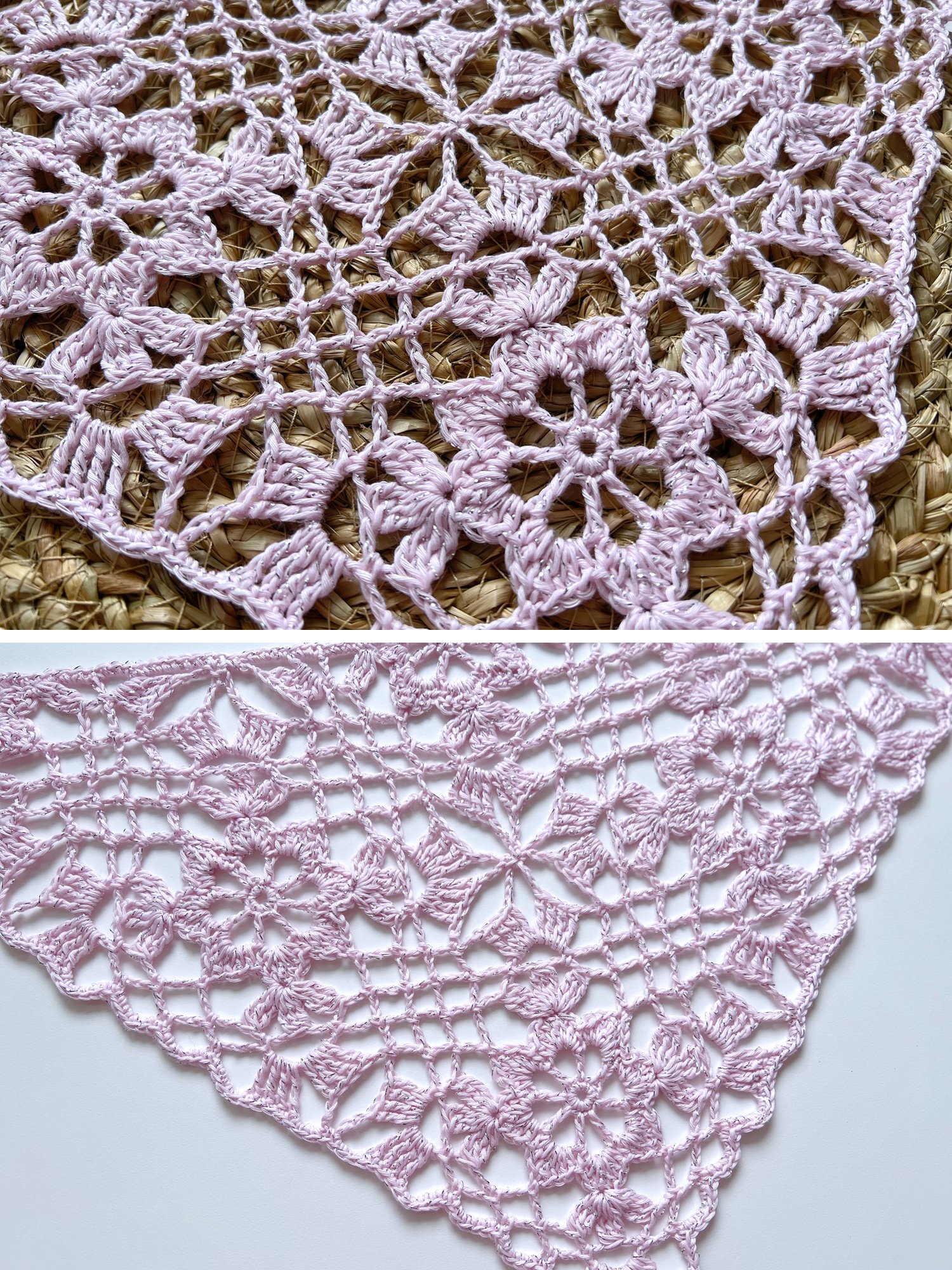 Crochet Sakura Bandana in Sparkly Pink product image (2)