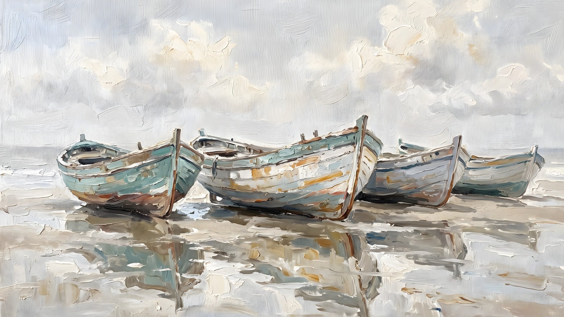 Rare Watercolor Coastal Wall Art Bundle of 3 – Fishing Boats on Wet Sand, Waves Crashing Against Coastal Rocks & Wooden Pier Extending into Ocean, Fine Detail Nautical Print product image (4)
