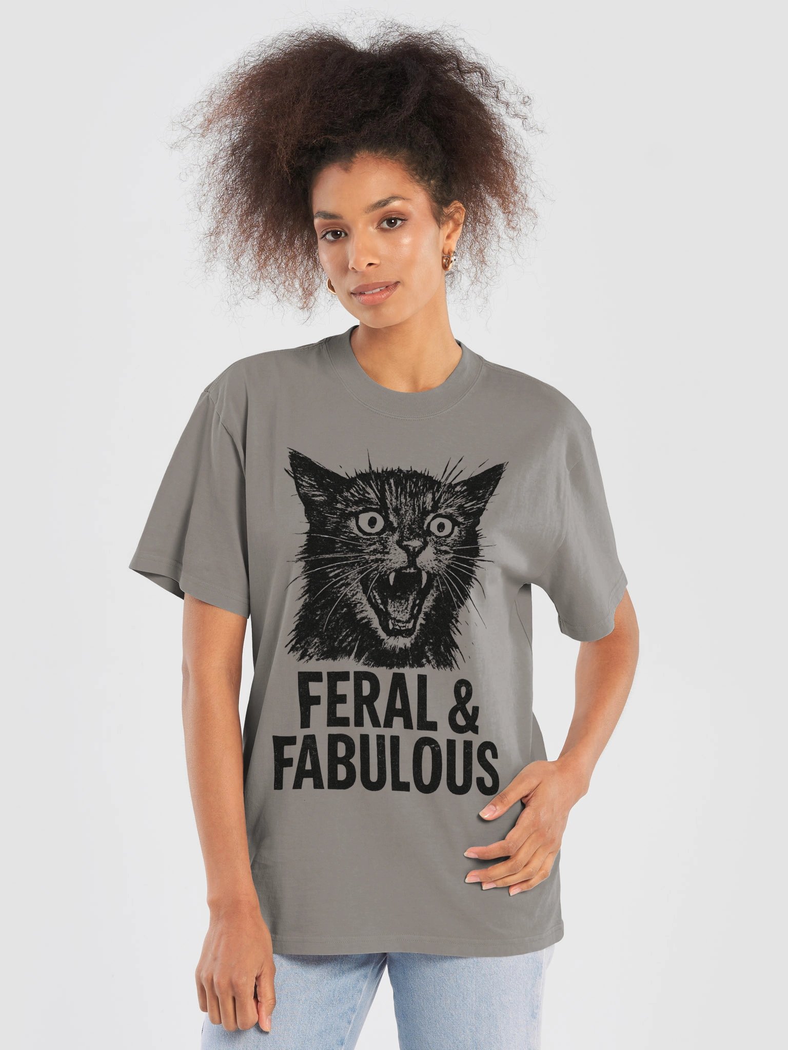 Feral & Fabulous Vintage Black Cat Graphic | Funny Introvert & Crazy Cat Lover Shirt Print product image (17)