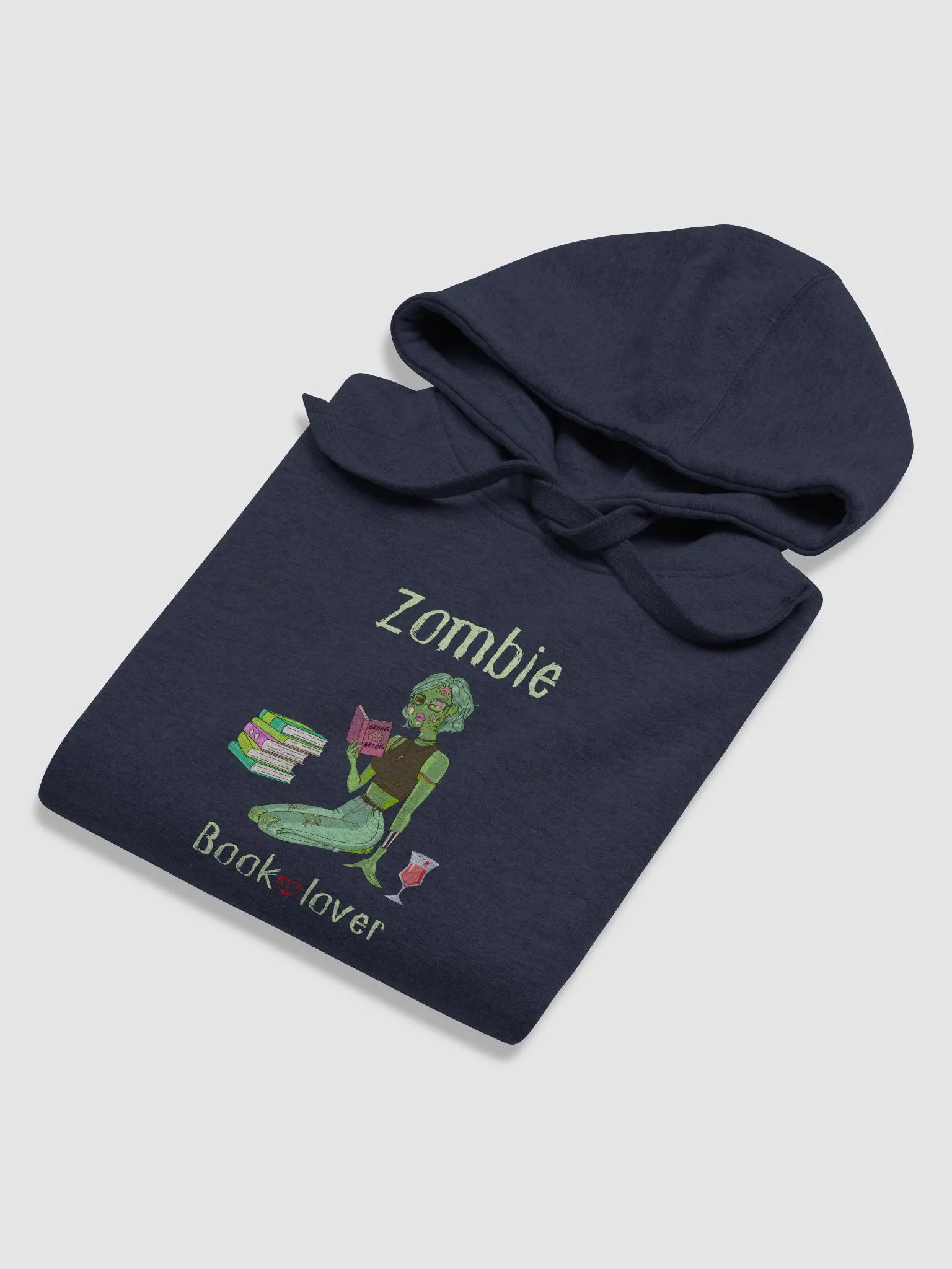 Zombie Book Lover Navy Unisex Hoodie product image (6)