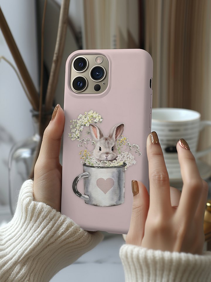 LITTLE BUNNY IN A MUG - BLUSH ROSE - SNAP IPHONE CASE product image (2)