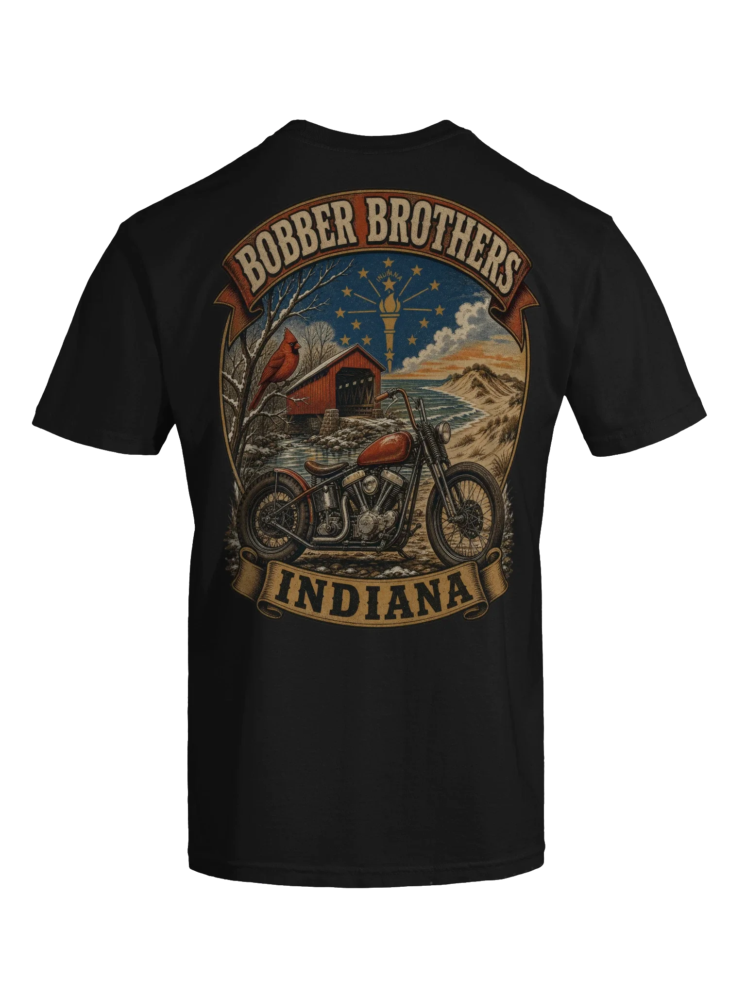 Indiana motorcycle t-shirt design by Bobber Brothers
