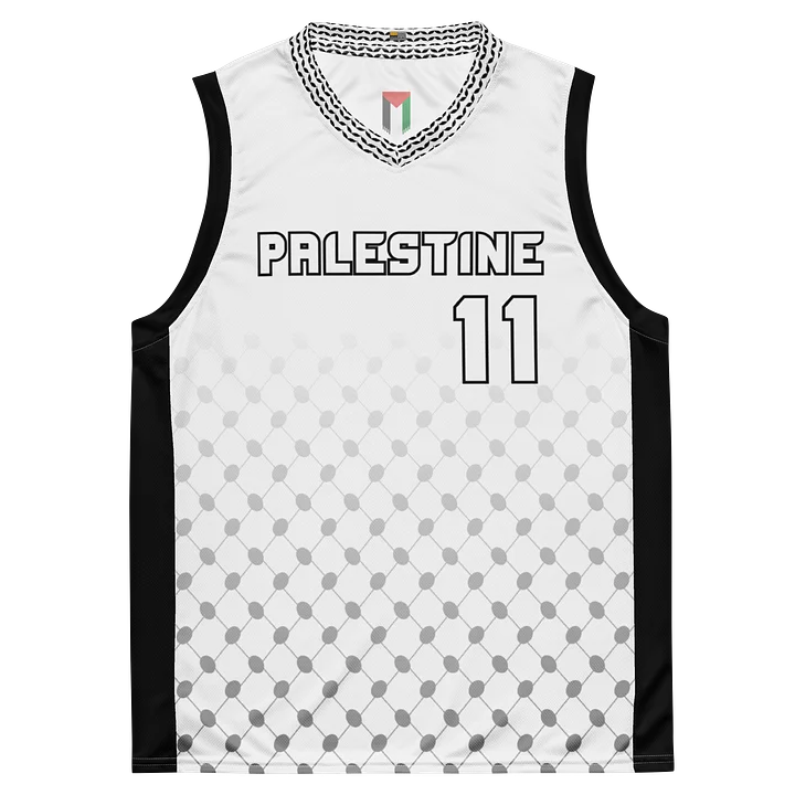 Palestine Basketball Jersey Black and White Unisex product image (1)