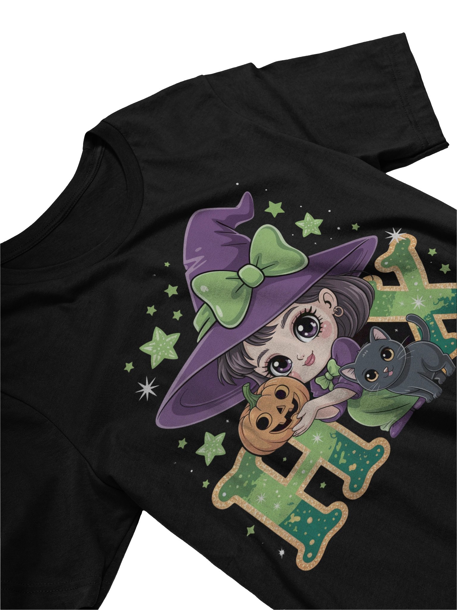 Cute Witch and Kitty Tee product image (3)