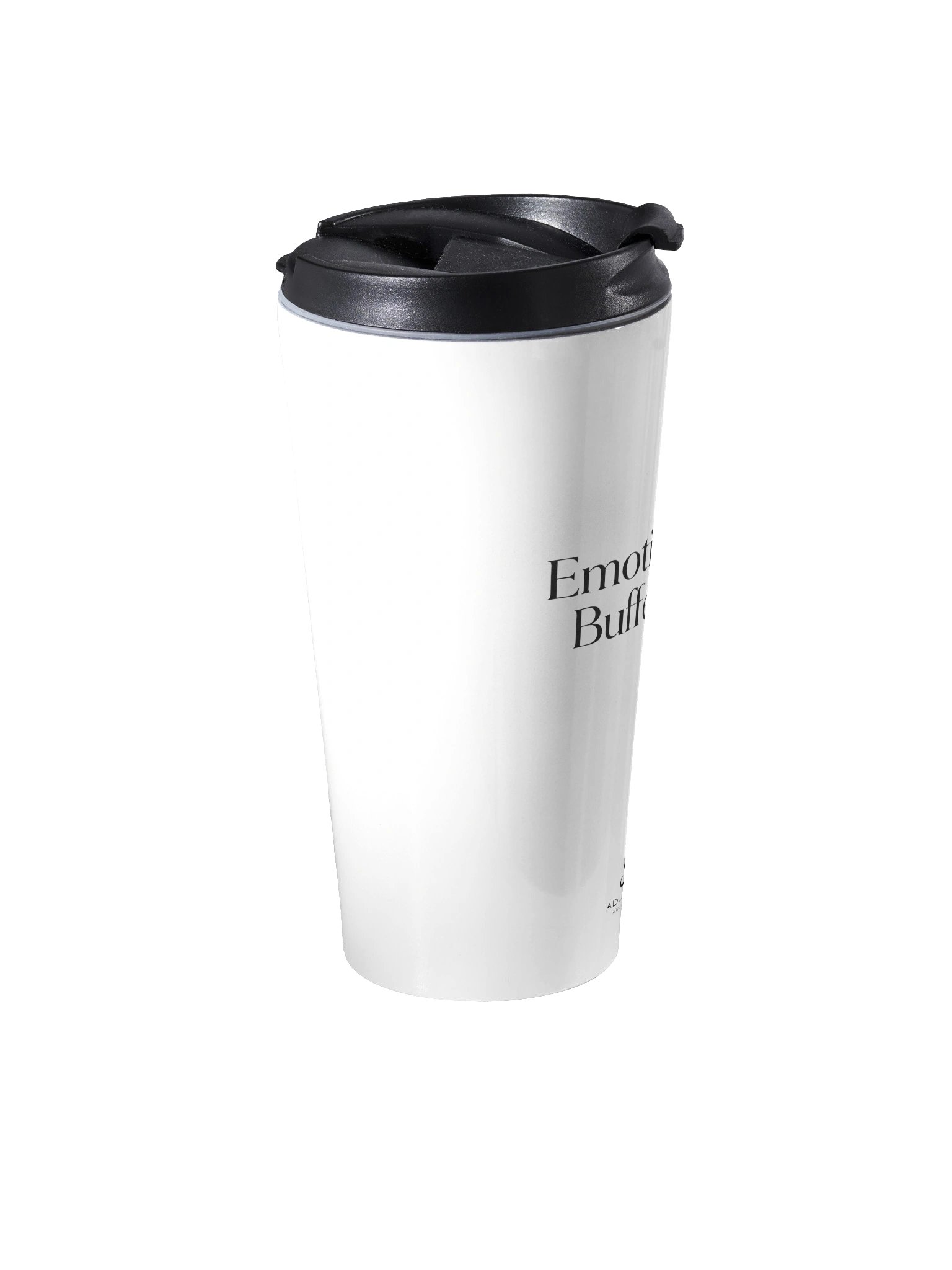 “Emotionally Buffering...” — White Stainless Steel Travel Mug product image (2)
