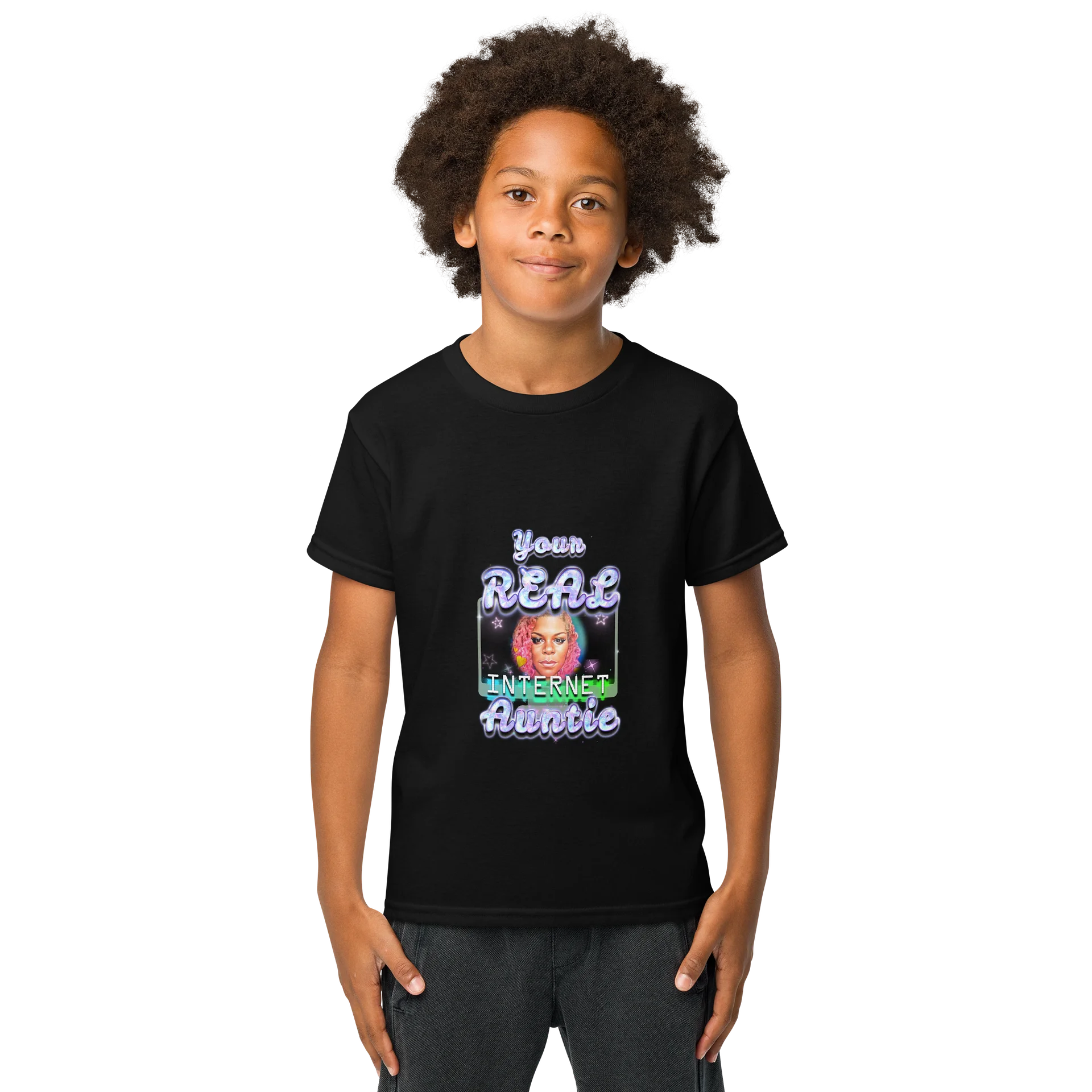 Glowing Youth Sports Tee - Your REAL INTERNET Auntie Edition product image (1)