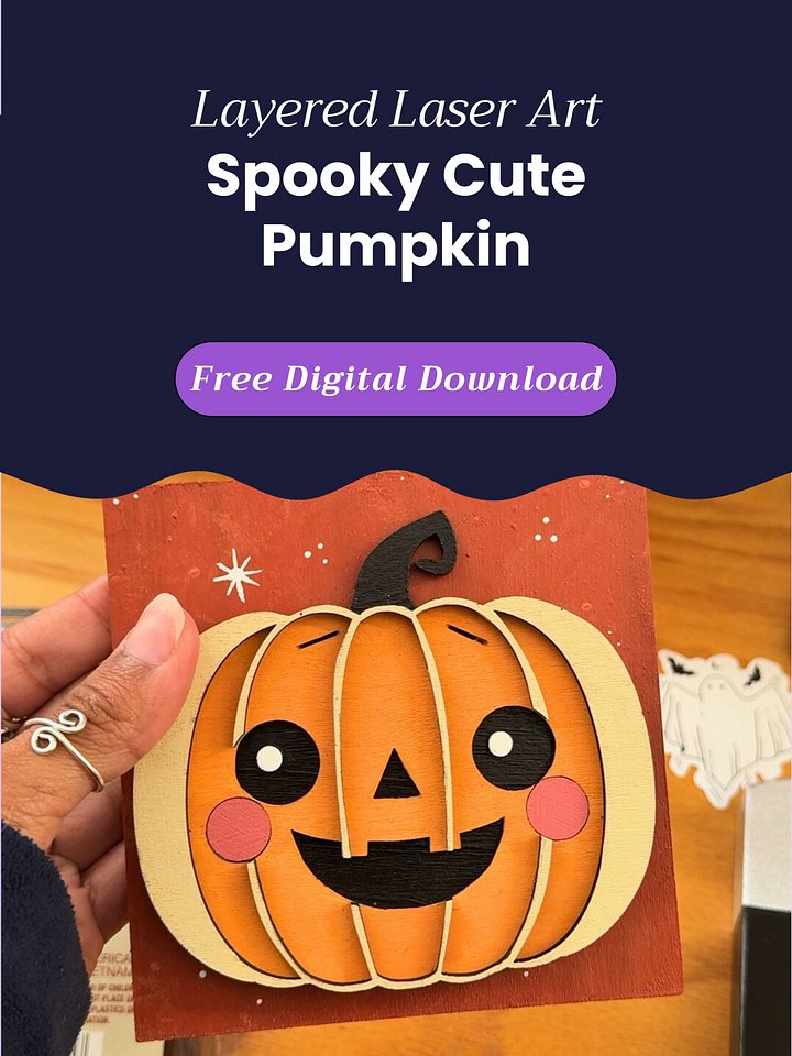 Spooky Cute Pumpkin | Free Laser Cut File product image (1)