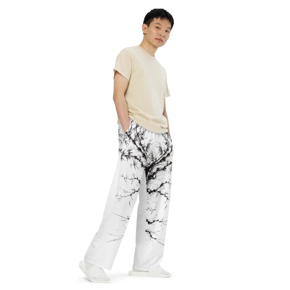 Bamboo Print Unisex Wide-Leg Pants product image (7)