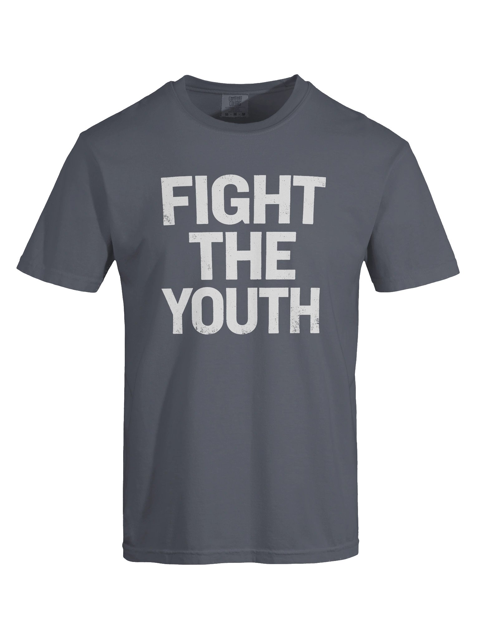 FIGHT THE YOUTH in White Grungy Letters T-Shirt product image (2)