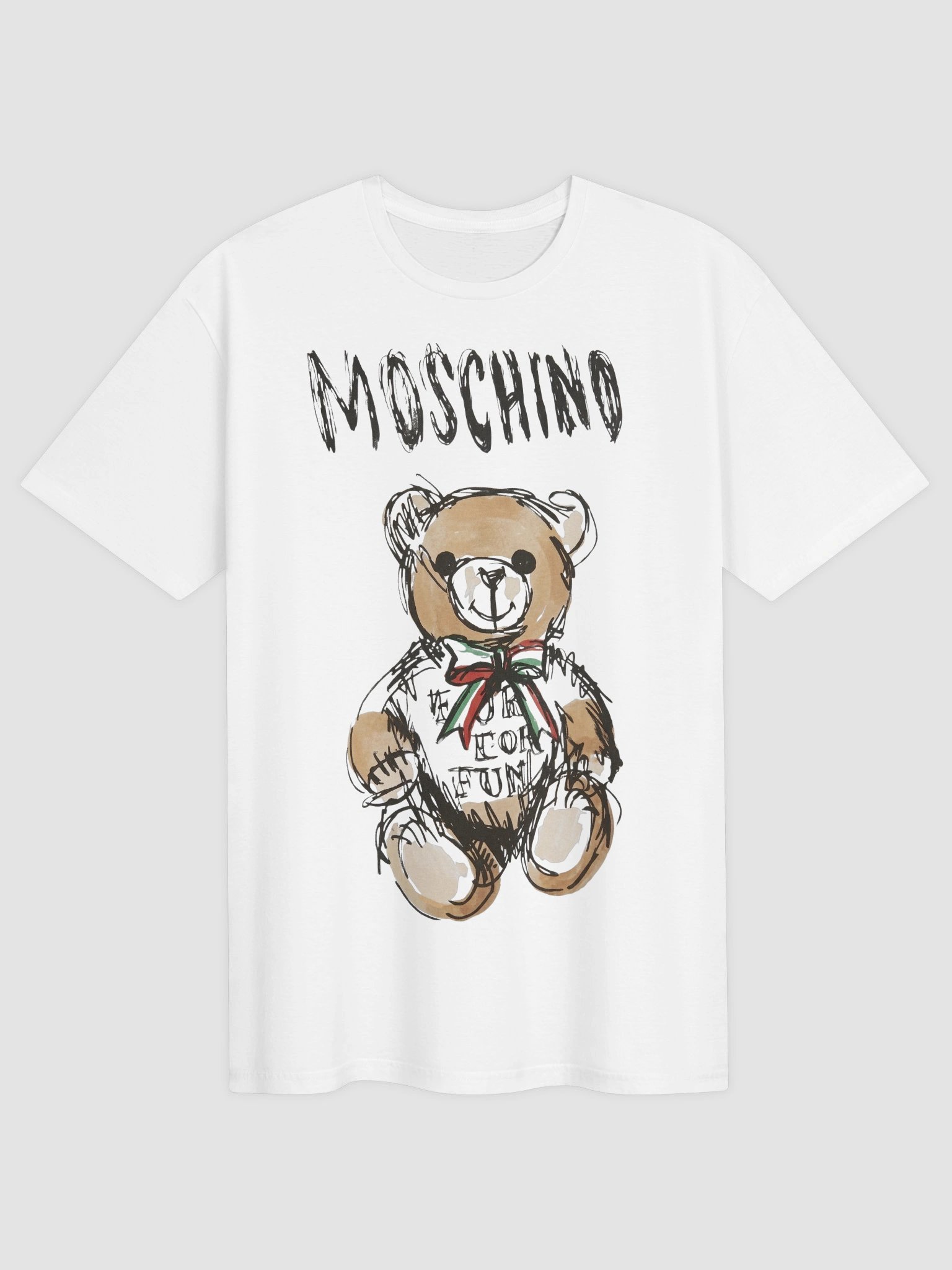 Moschino Teddy Bear Graphic T-Shirt | Sketch Art Licensed Tee | Jeremy Scott Italian Luxury Streetwear product image (1)