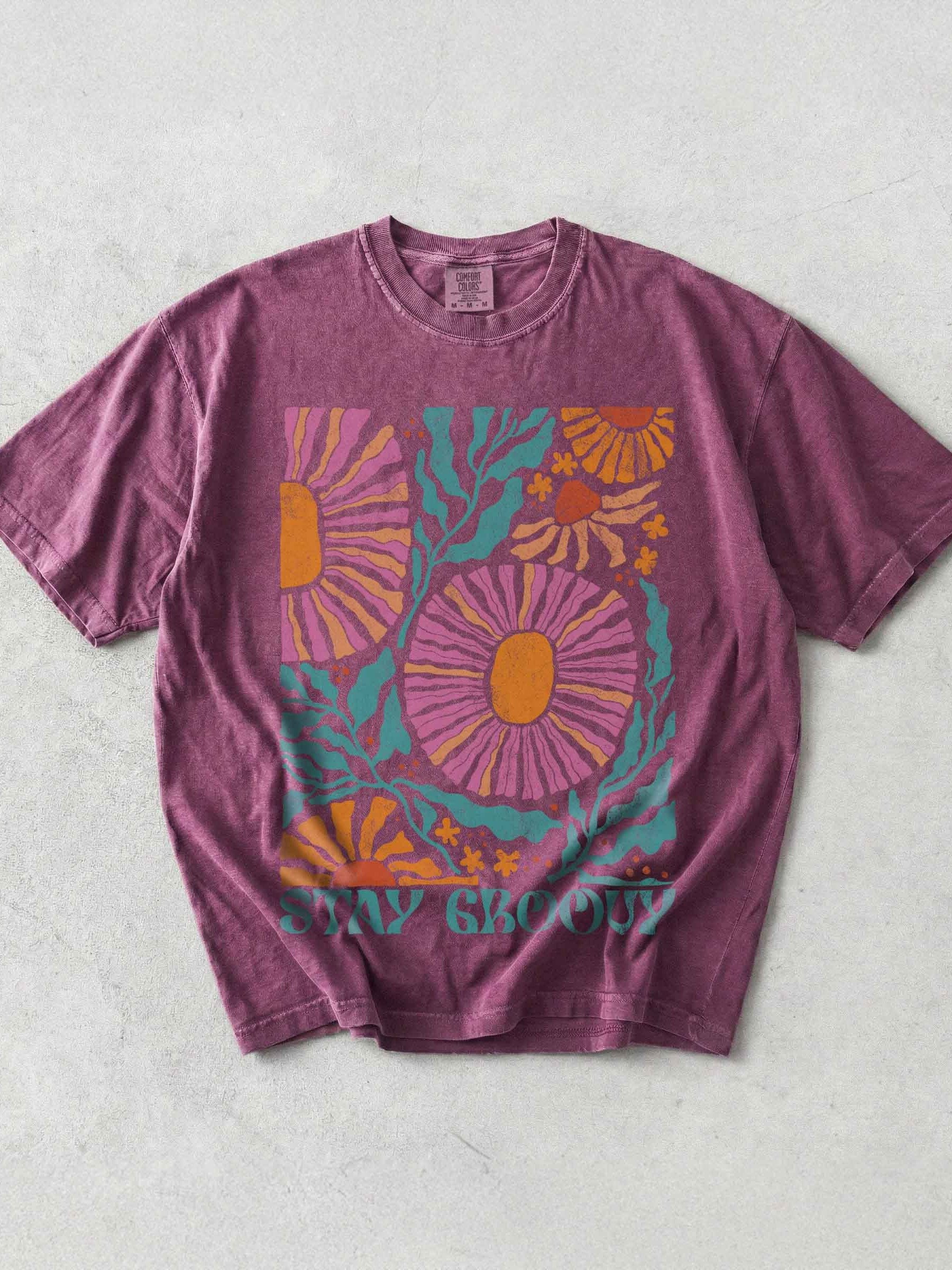 Stay Groovy Floral Shirt – Retro Boho Flower Power Aesthetic Tee product image (1)