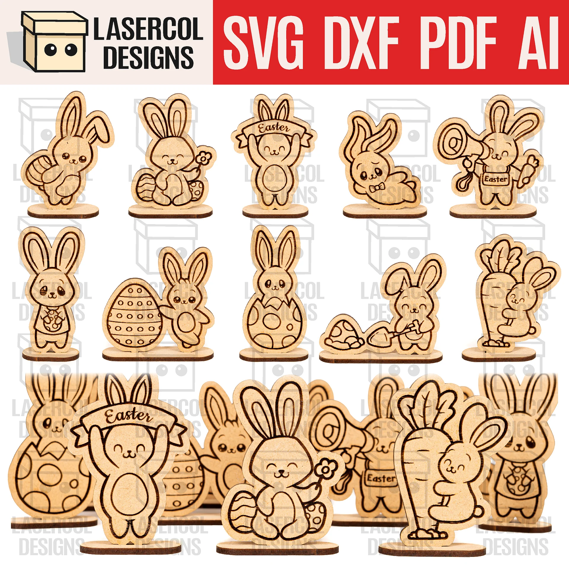 Easter Cutouts With Base Set 3 - Laser Cut Files product image (1)