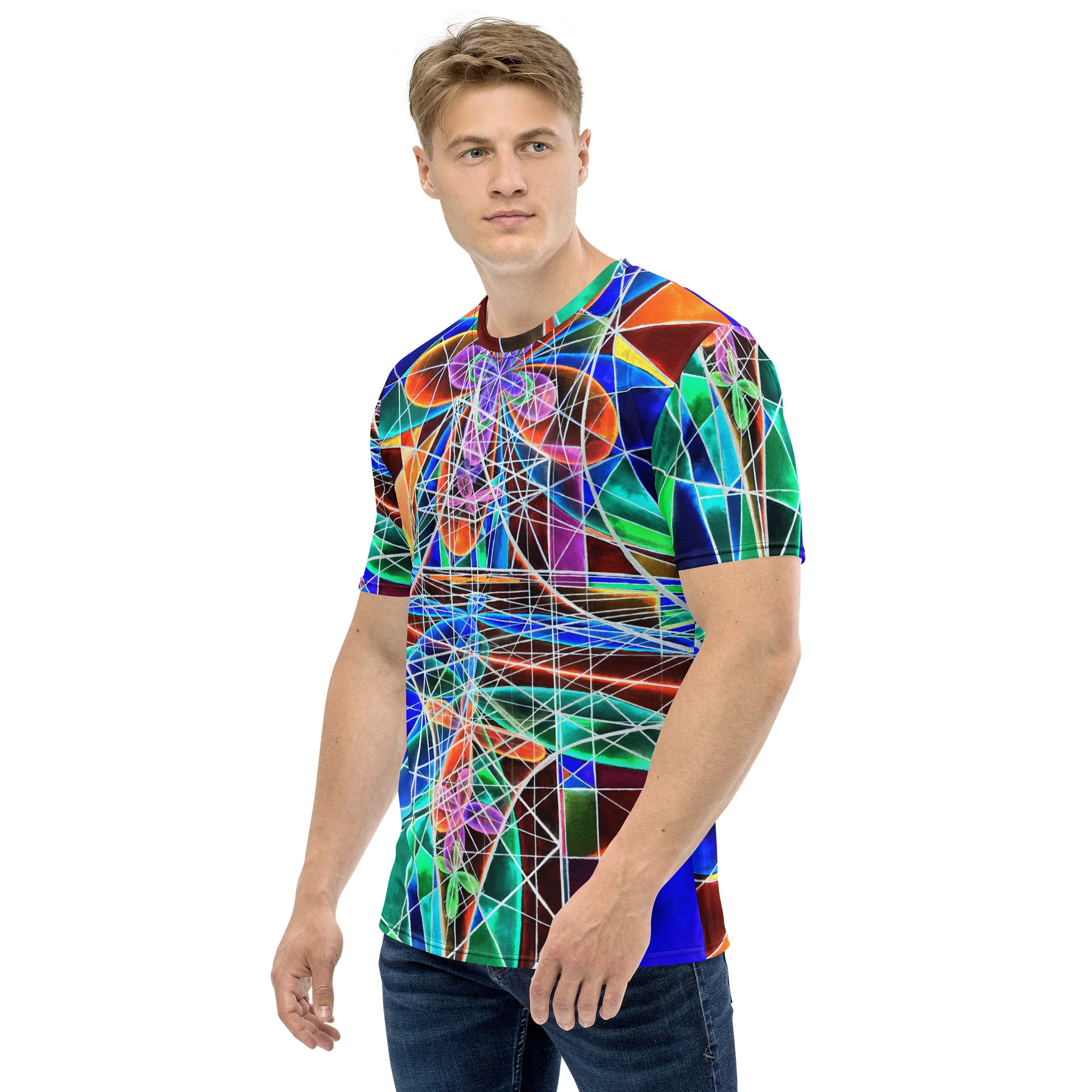 Cathedral of Math - Geometric Negative Art Men's Crew Neck T-Shirt product image (6)