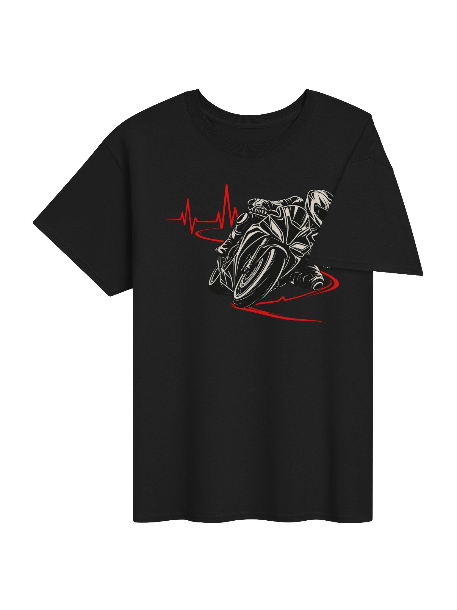 Sportbike Heartbeat – Red Pulse Motorcycle T-Shirt product image (4)