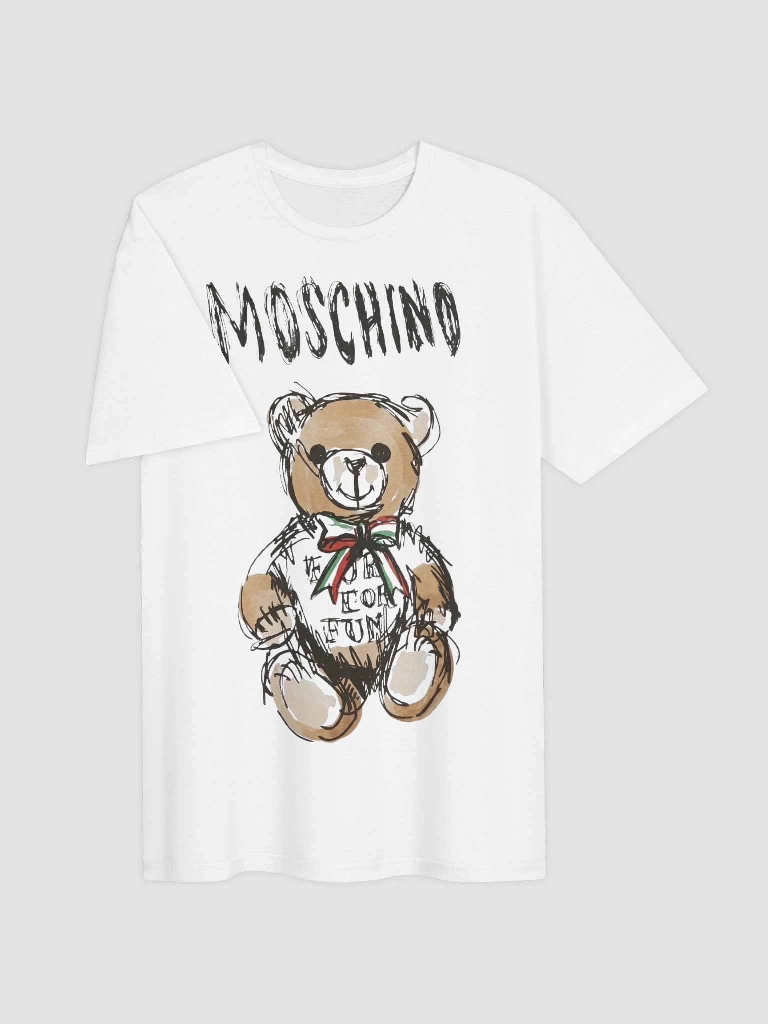 Moschino Teddy Bear Graphic T-Shirt | Sketch Art Licensed Tee | Jeremy Scott Italian Luxury Streetwear product image (3)
