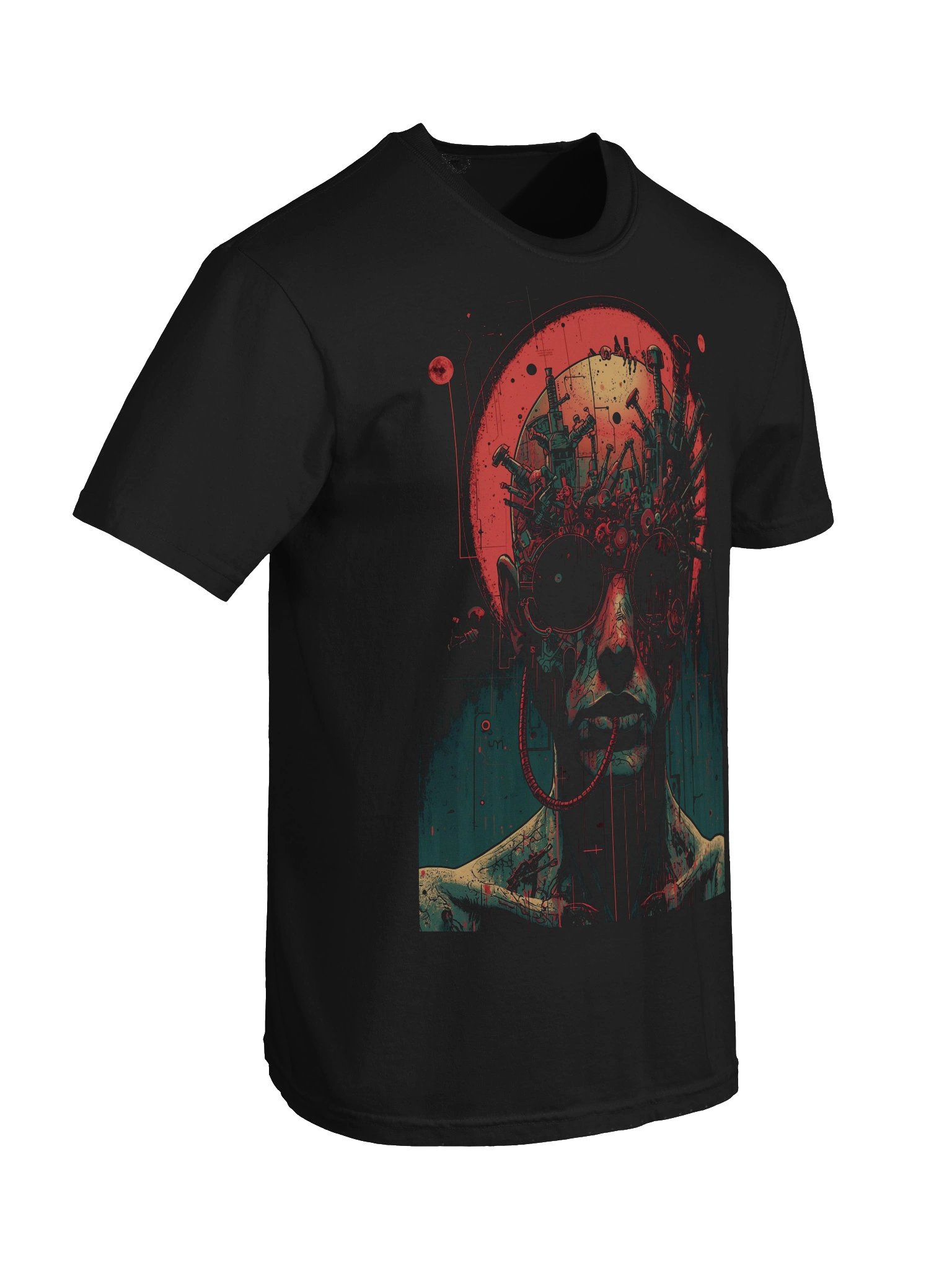 Cyberpunk Biomech Portrait Heavyweight T-Shirt product image (4)