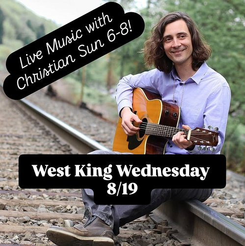 We'll be open 11-8 with live music by @christiansun8 6-8! Come enjoy some sweets and a cool summer sangria! #westkingwednesda...