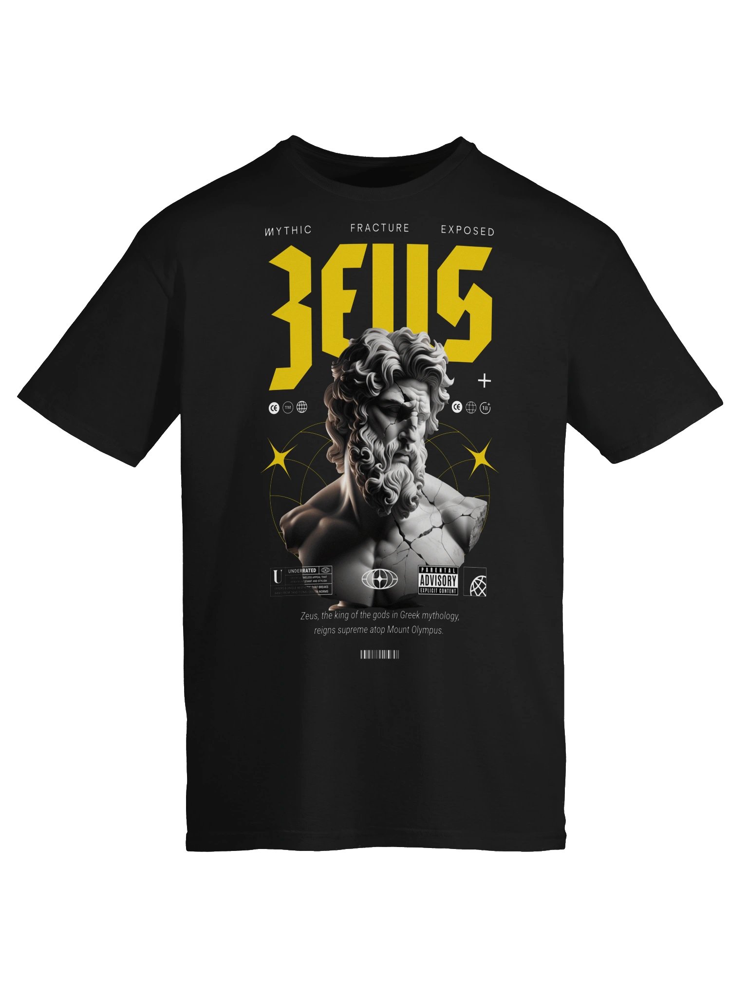 Zeus Mythic Fracture Statue Graphic Unisex Softstyle T-Shirt product image (4)
