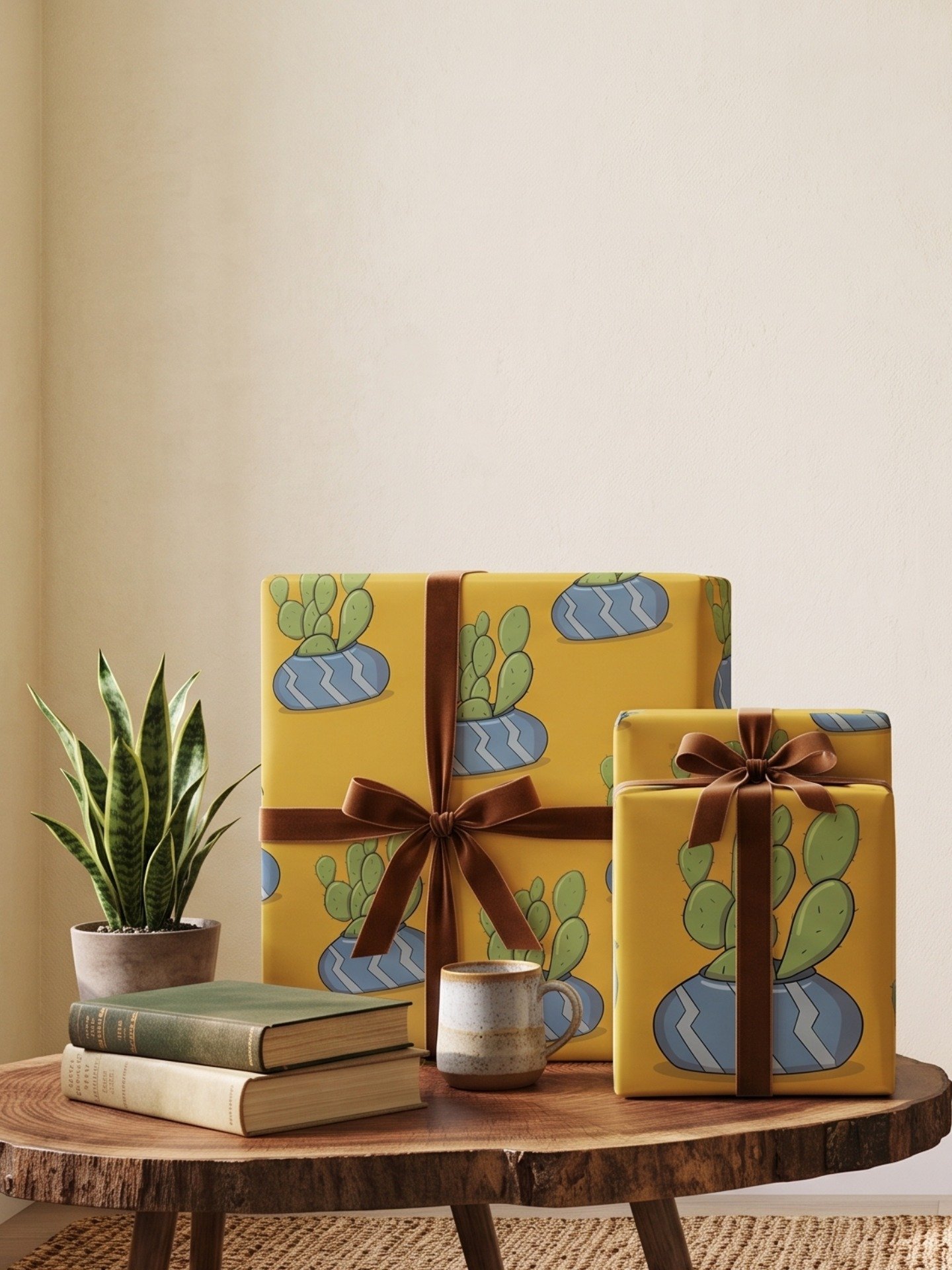 Bunny Cactus Bold Statement Pattern Wrapping Paper, Matte or Glossy Finish product image (1)