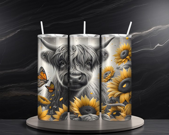 Highlander Cow 20 oz Skinny Tumbler Sublimation Design Digital Download PNG Instant DIGITAL ONLY, Highland Cow Tumbler Wrap product image (2)