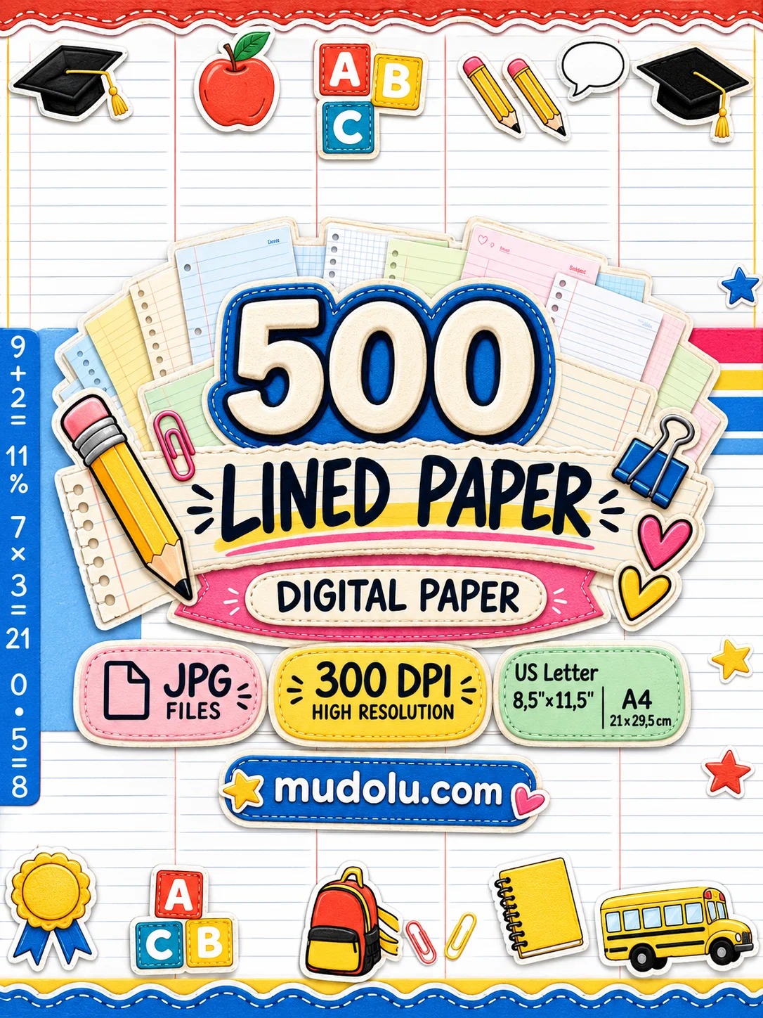 500 Lined Paper Bundle, Printable Notebook Pages, product image (3)