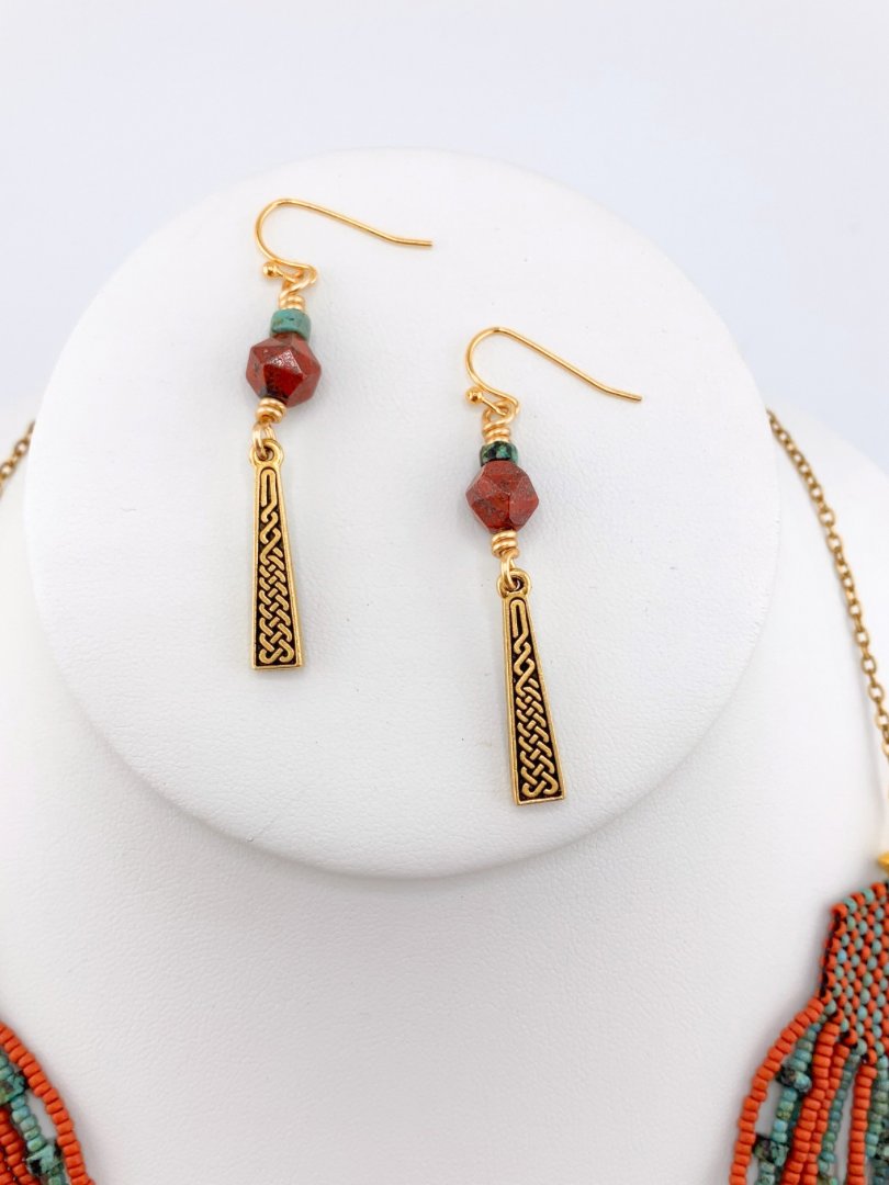 Multi-strand Turquoise and Red Jasper Beaded Necklace Set product image (4)