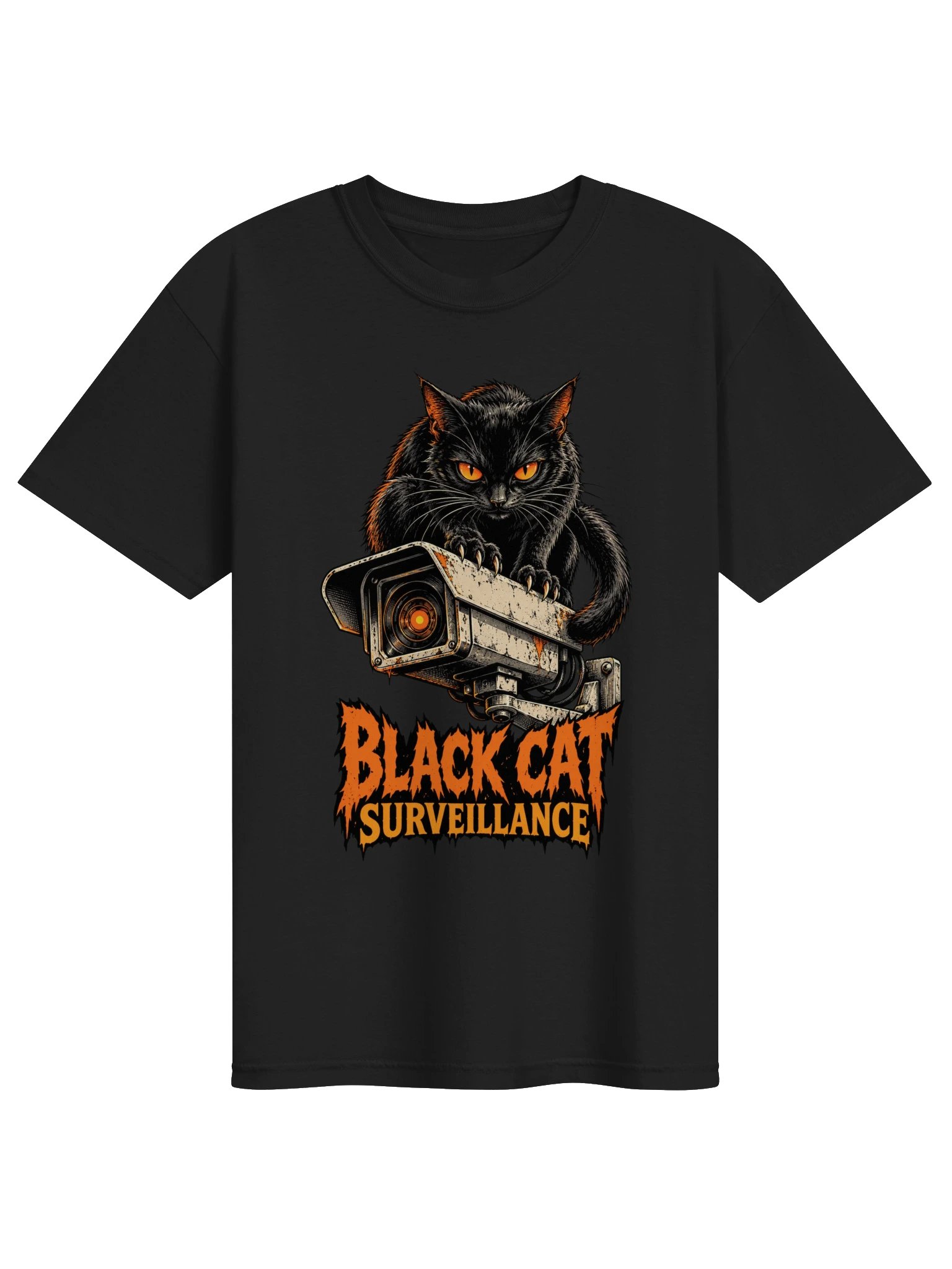 Black Cat Surveillance — Halloween Black Cat T-Shirt product image (1)