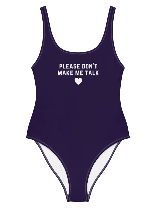 PLEASE DON'T MAKE ME TALK <3 (navy and white) one piece swimsuit product image (2)