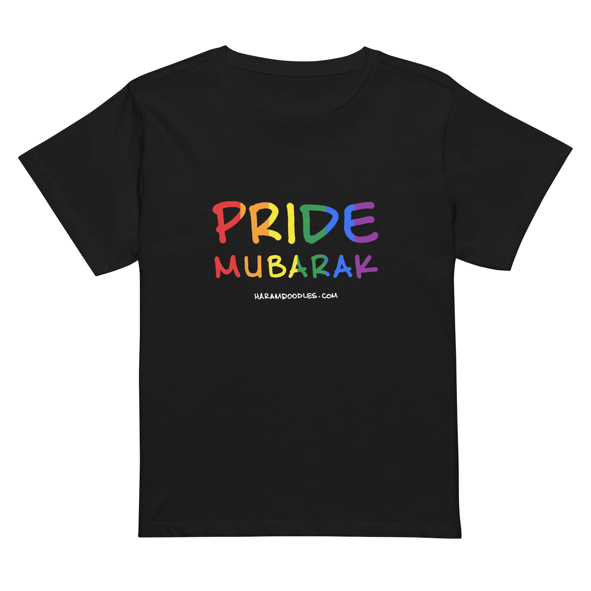 Pride Mubarak Hand-Written Rainbow High-Waisted T-Shirt product image (1)