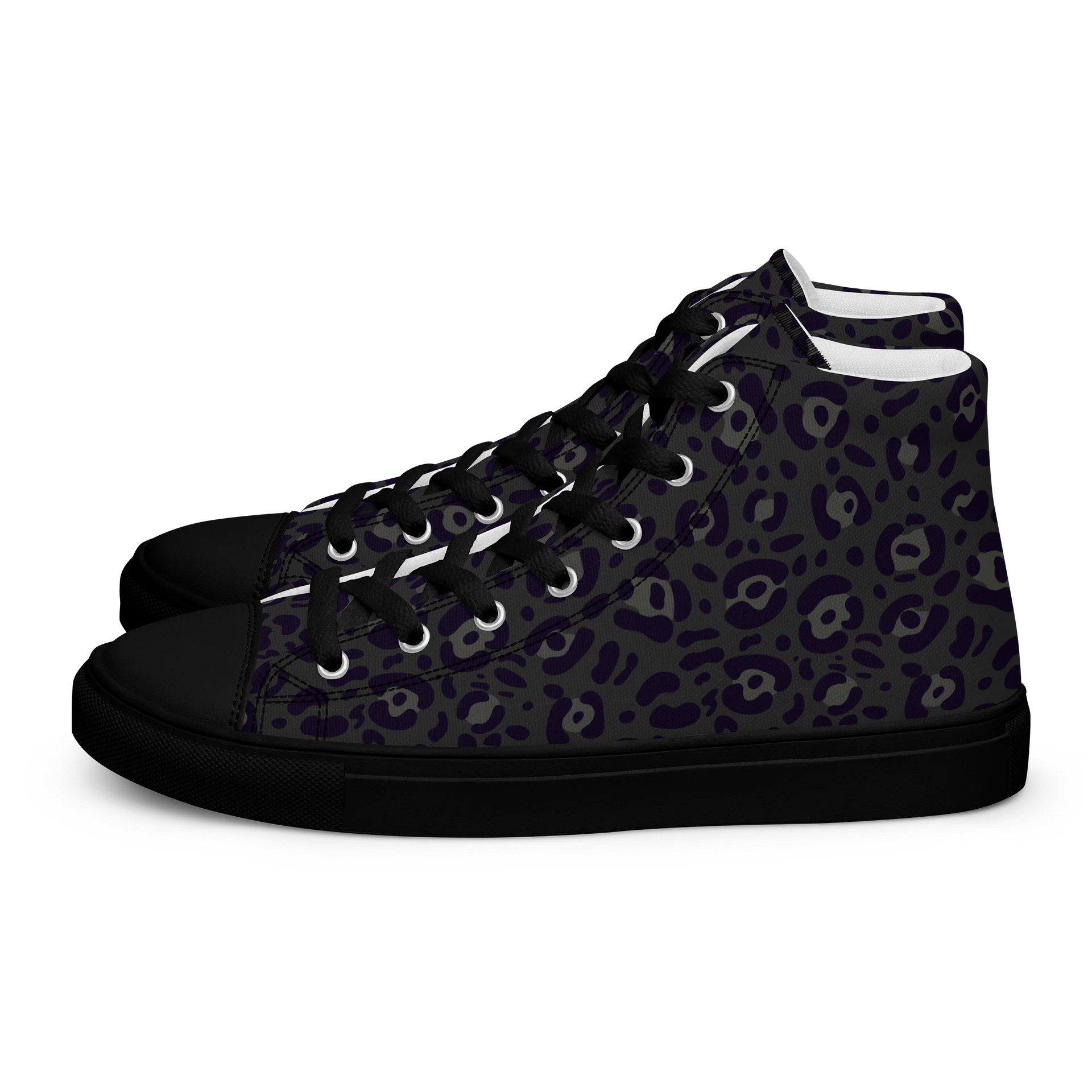 Comfortable Men's High Top Canvas Shoes with Bold Black Leopard Print product image (1)