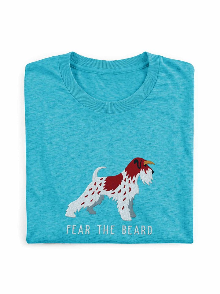 Fear the Beard T-Shirt(Embroidered) of a Miniature Schnauzer(Parti, Liver & White) product image (1)