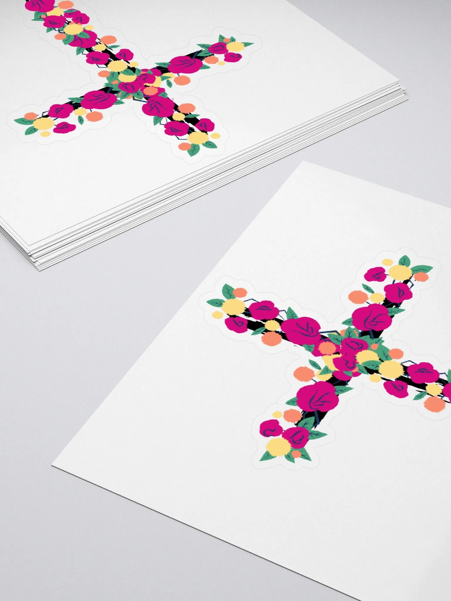 Pink & Yellow Floral Cross Sticker product image (4)