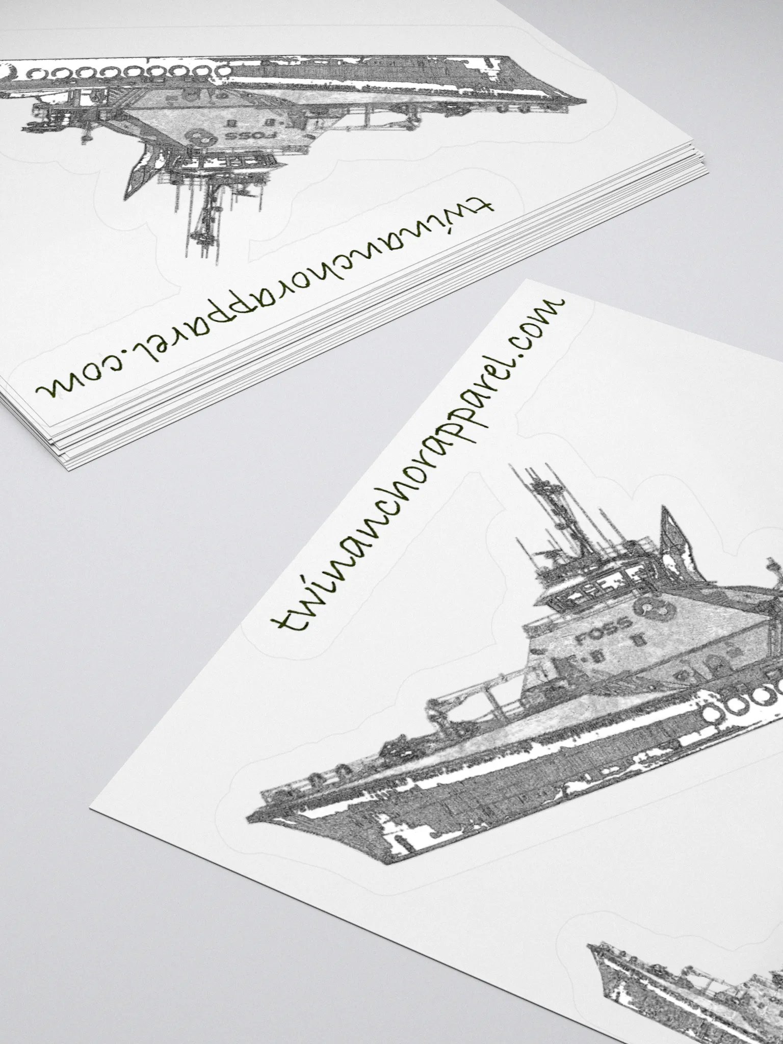 Foss Tugboat Sketch Kiss Cut Stickers product image (14)