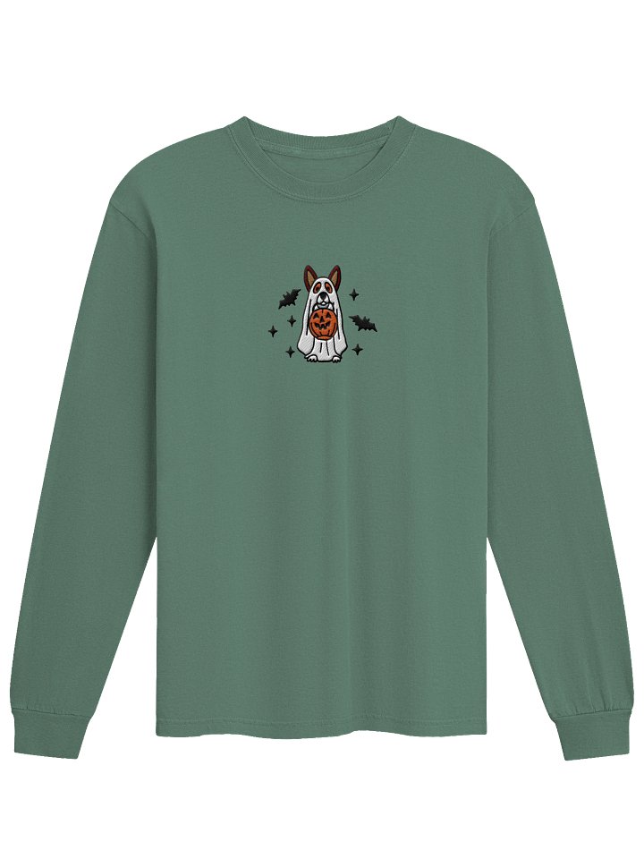 Halloween Pembroke Welsh Corgi(Sable) Embroidered Long-sleeved T-Shirt product image (1)