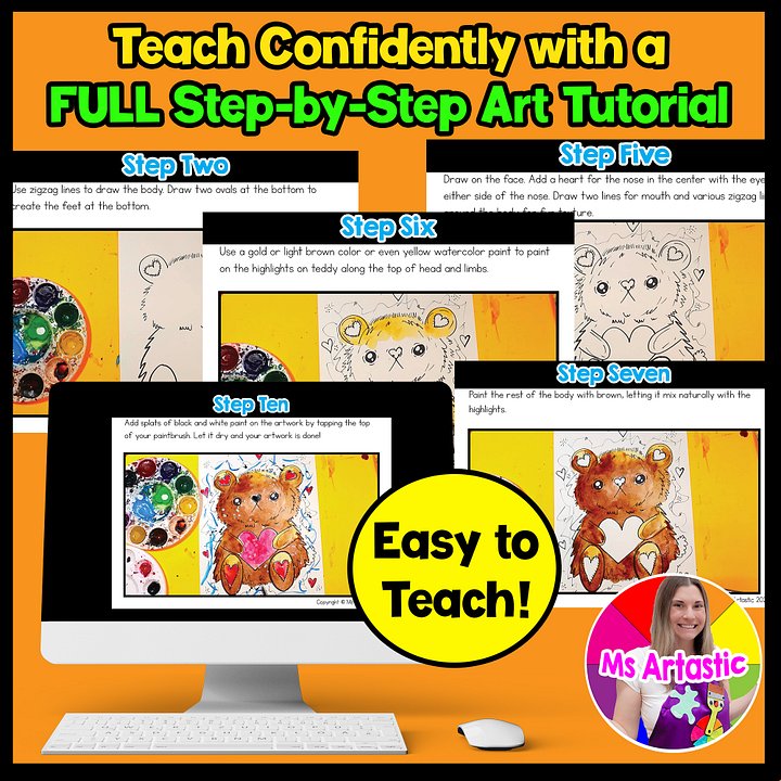 Valentines Day Art Project Teddy Art and Writing Prompt Reading Comprehension product image (2)