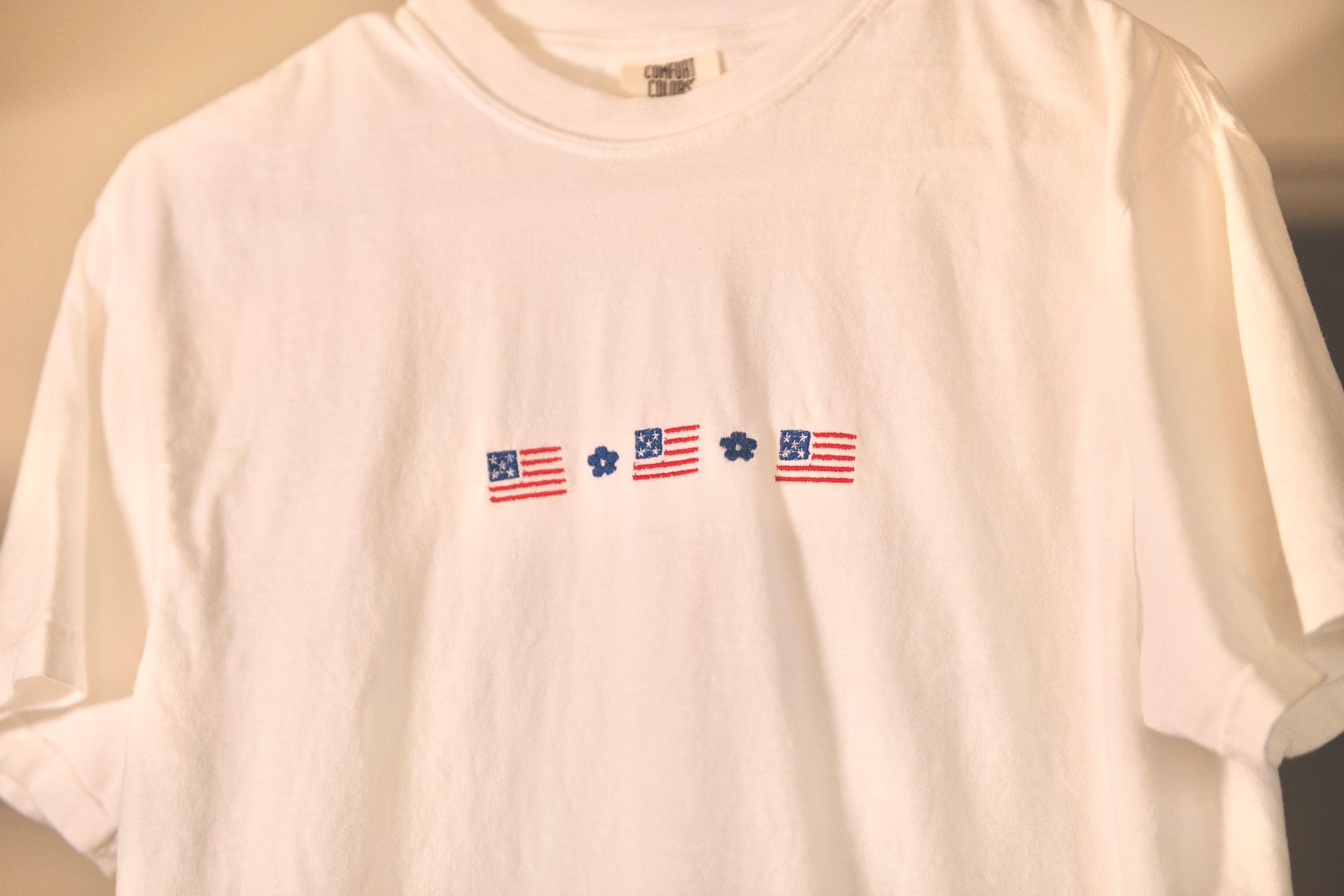 American Flag Flower Embroidered Tee product image (9)