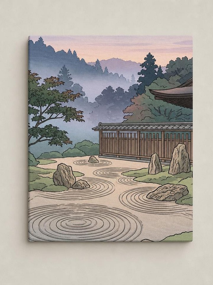 Tranquil Zen Garden Pavilion Canvas - Zen Minimalist Wall Art product image (1)
