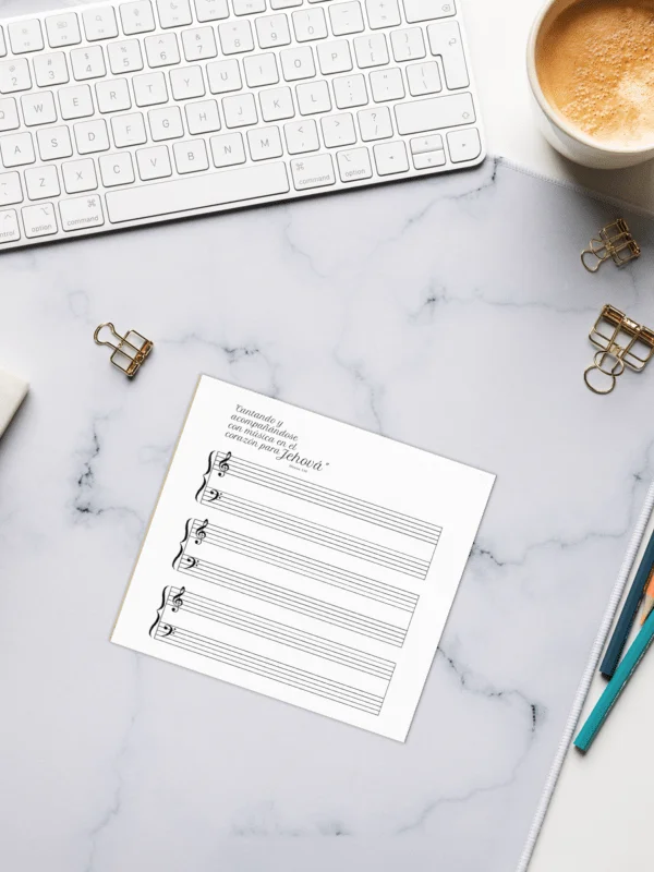 "Cantando y acompañándose con música" Music Note Writing Practice Pad product image (2)