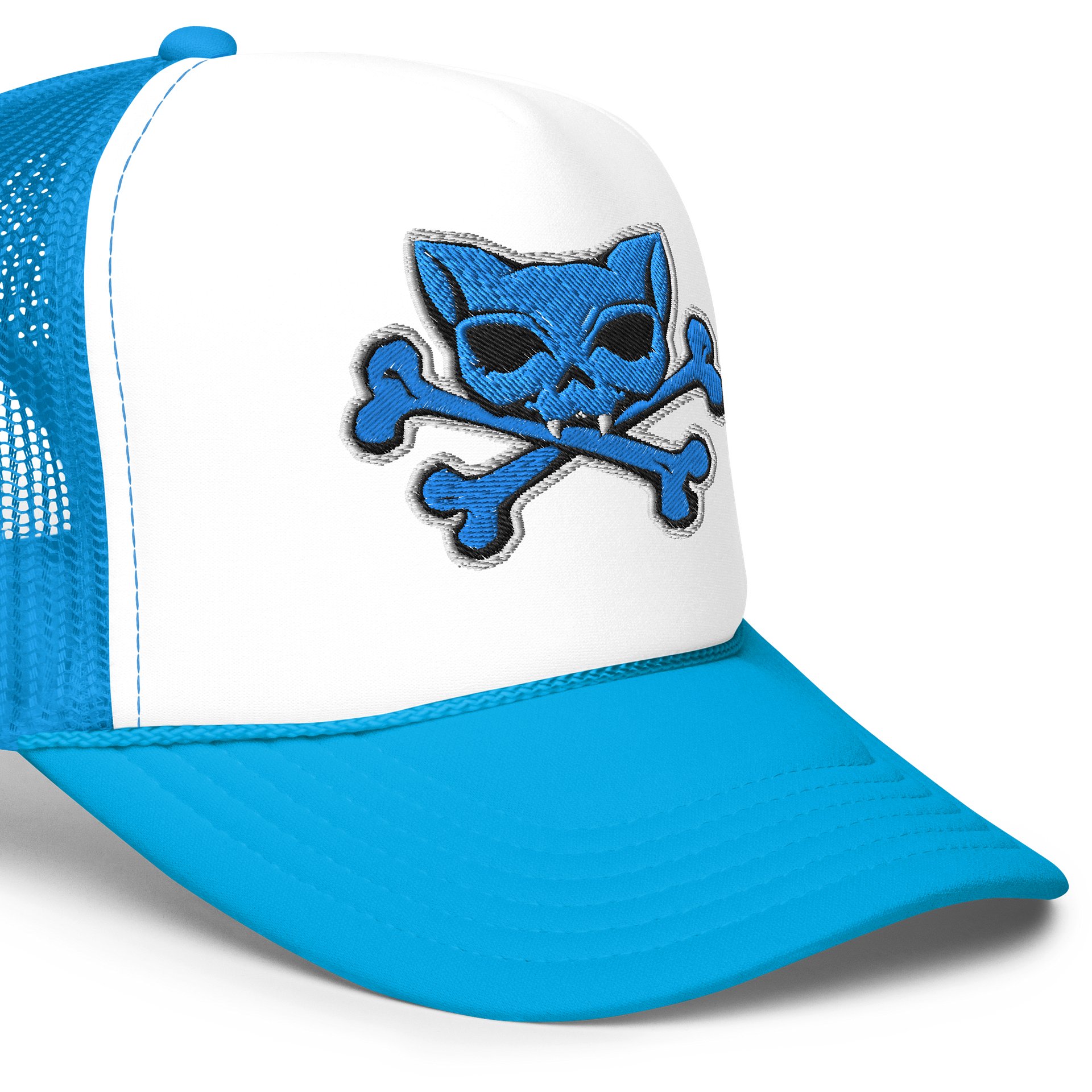 Blue Kat Skull Embroidered Hat product image (17)