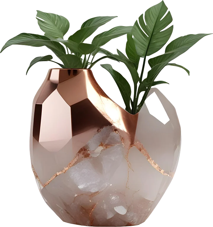 Glamour Organique – vase quart & bronze, PNG product image (1)