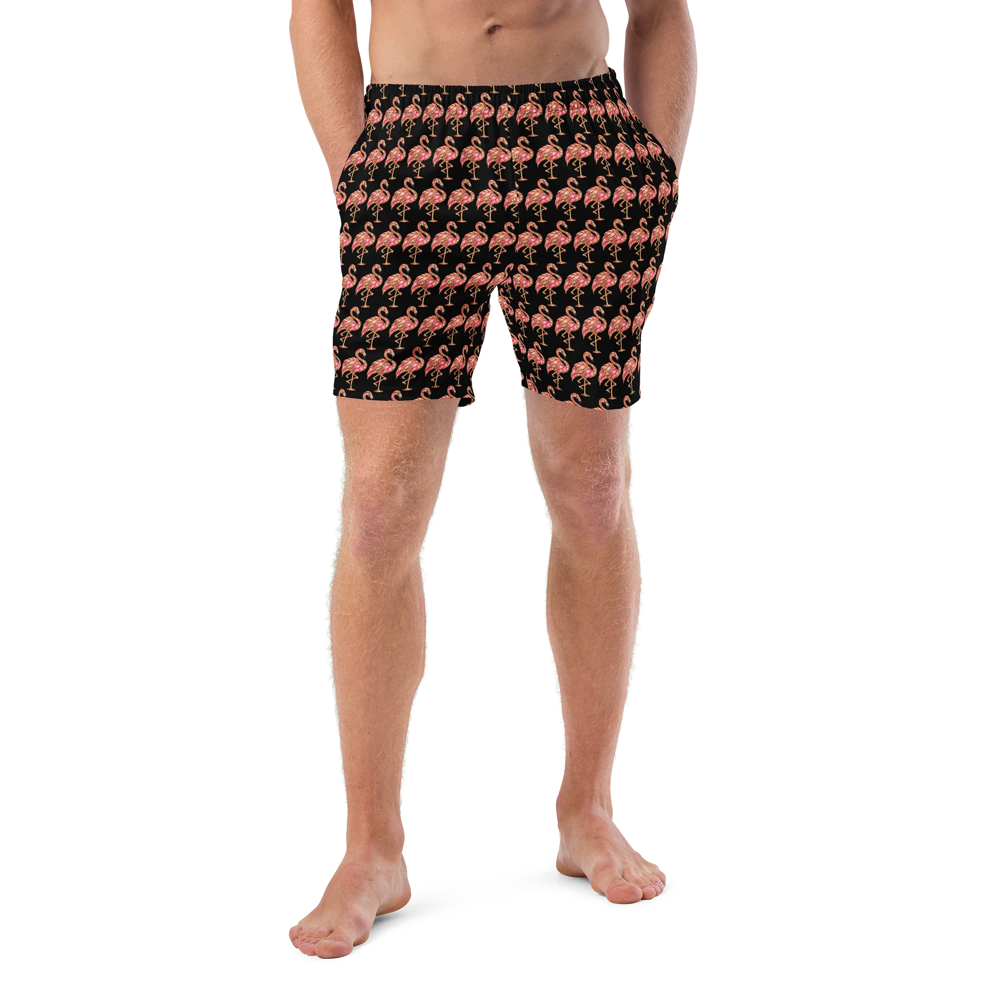 Pink Flamingo All-Over Print Swim Trunks product image (4)