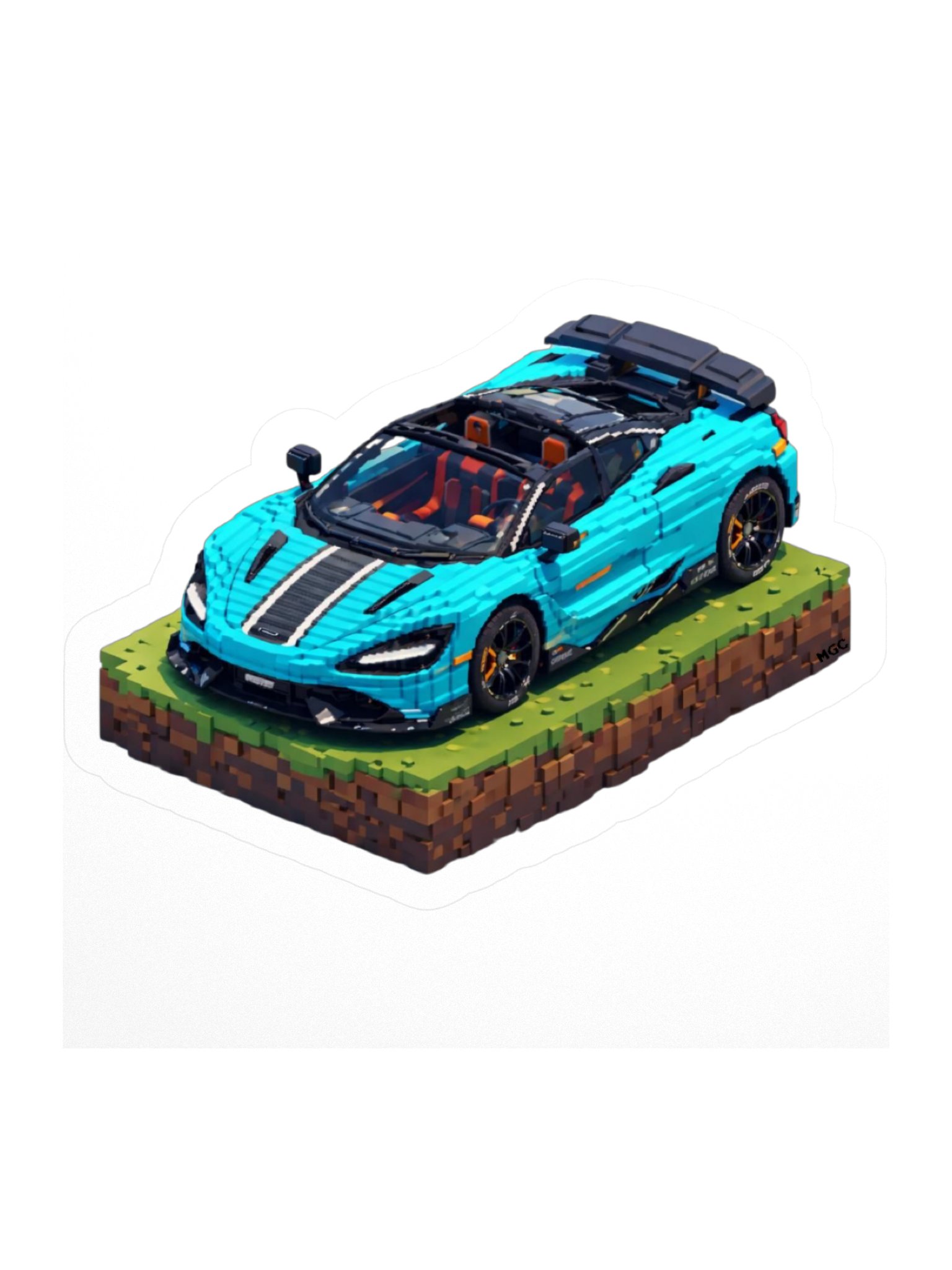 Tokyo Cyan McLaren 765LT Spider Sticker (Pixel, Retro, Minecraft) product image (1)