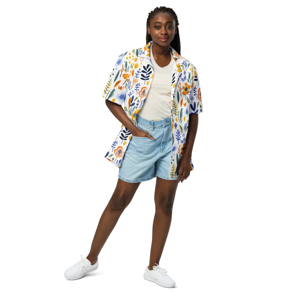 Retro Flowers Blue Hawaiian Shirt product image (3)
