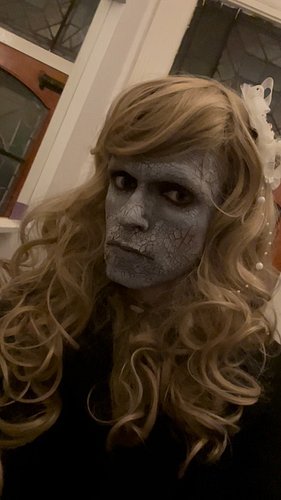 Halloween party makeup. Created a cracked creepy doll look for last night. No filters. 
This took me about 2 hours I think…. ...