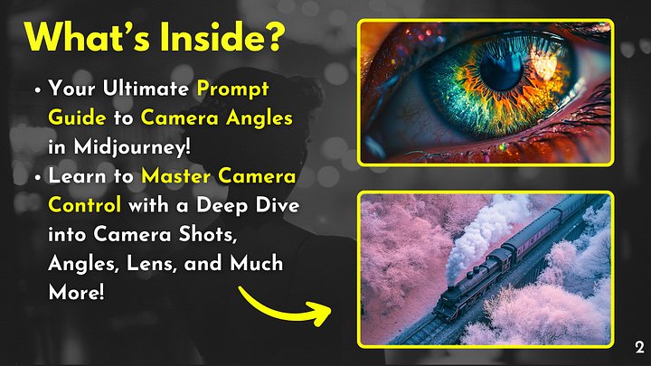Complete Guide to Camera Angles in Midjourney for Ai Photography! - Prompt Guide eBook product image (2)