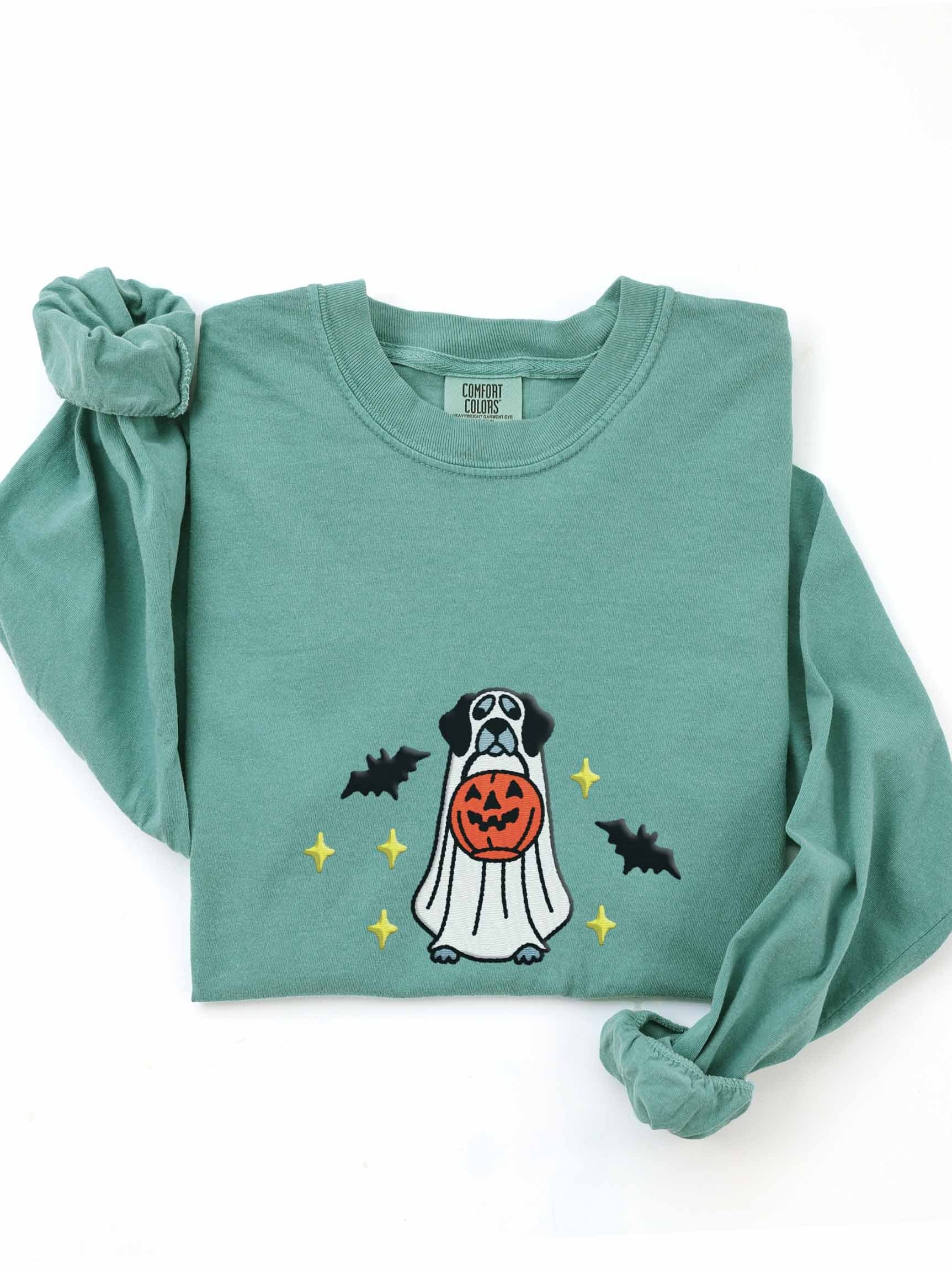 Halloween German Shorthaired Pointer(Black Roan) Embroidered Long-Sleeve T-Shirt product image (1)