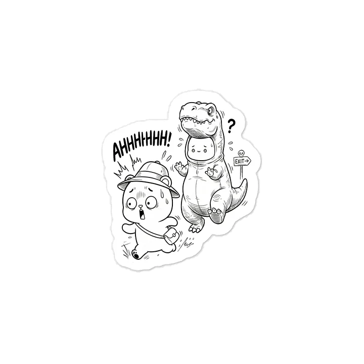 ​"AHHHHHH!" Jurassic Panic — Bear vs. Dino Costume Sticker product image (1)