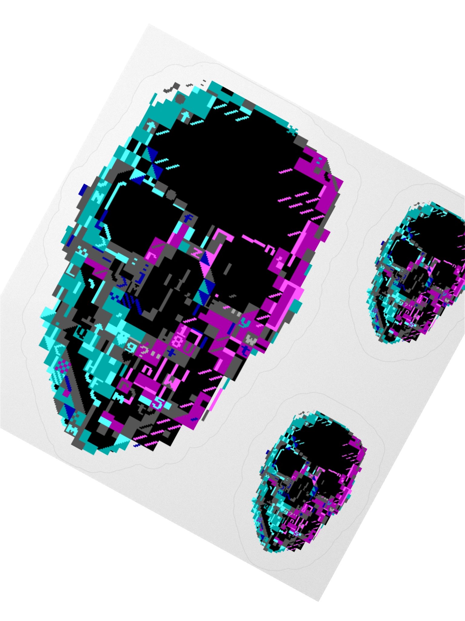Cyberpunk ASCII Glitch Skull Stickers product image (5)