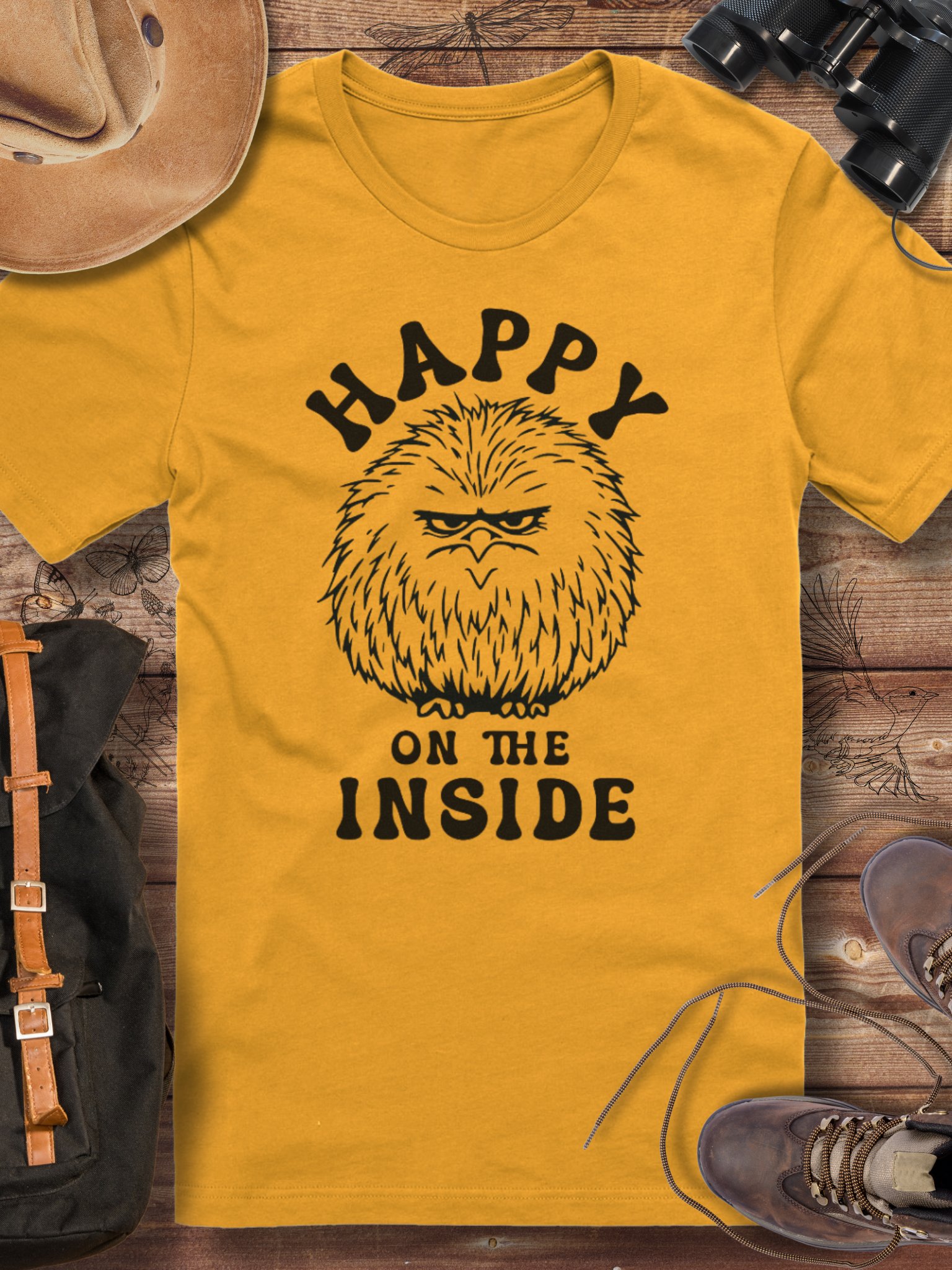 Funny Grumpy Kiwi T-Shirt, Happy on the Inside Sarcastic Tee, Bird Lover Gift, Moody Animal Graphic Shirt, Unisex Funny Wildlife T-shirt product image (1)