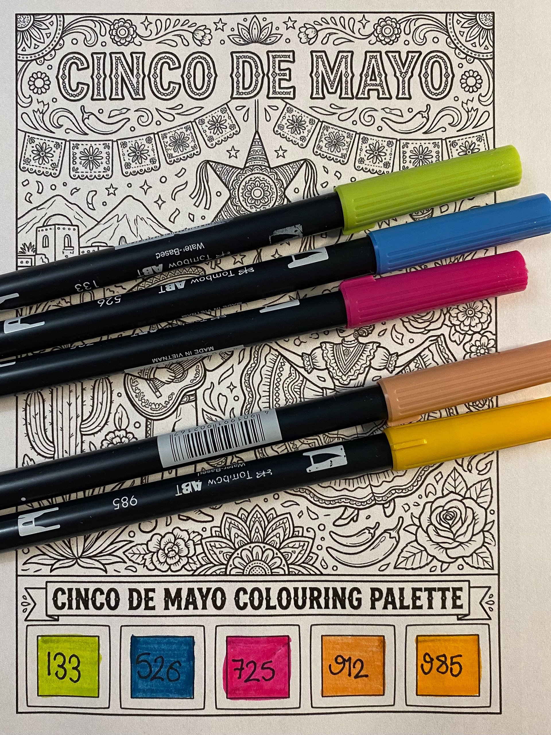 Cinco de Mayo Colouring Page + Tombow Palette product image (1)